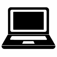 Minimalist Laptop Icon on White Background - Vector Art Illustration