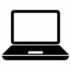 Minimalist Laptop Icon on White Background - Vector Art Illustration