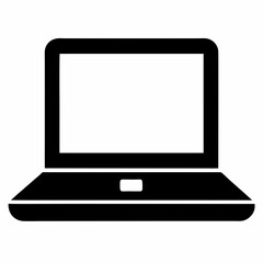 Minimalist Laptop Icon on White Background - Vector Art Illustration