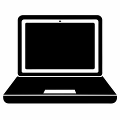 Minimalist Laptop Icon on White Background - Vector Art Illustration