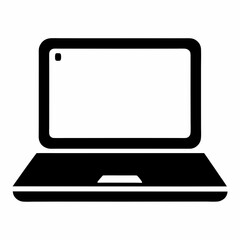 Minimalist Laptop Icon on White Background - Vector Art Illustration