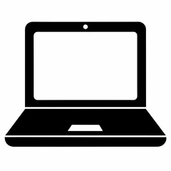 Minimalist Laptop Icon on White Background - Vector Art Illustration