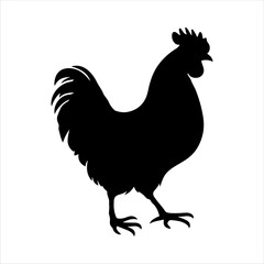 Black simple rooster silhouette vector illustration design on white background.