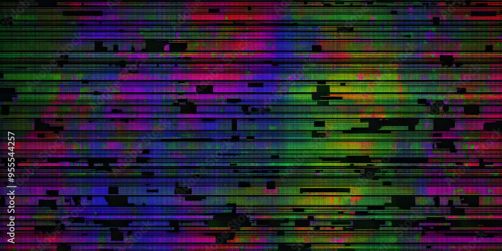 Poster seamless retro colorful rainbow vhs scanlines or tv signal static noise pattern. tileable television