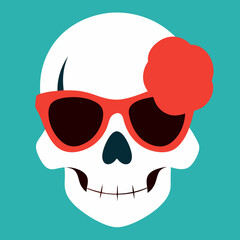 Skull, Sunglasses, and Rose Vector Art