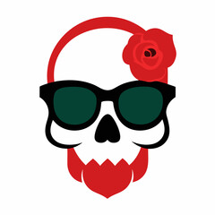 Skull, Sunglasses, and Rose Vector Art