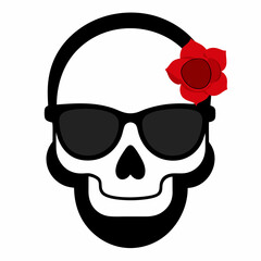 Skull, Sunglasses, and Rose Vector Art