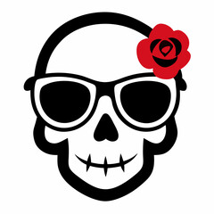 Skull, Sunglasses, and Rose Vector Art