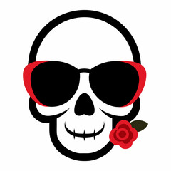 Skull, Sunglasses, and Rose Vector Art