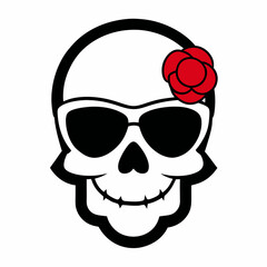 Skull, Sunglasses, and Rose Vector Art