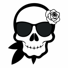 Skull, Sunglasses, and Rose Vector Art