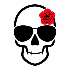 Skull, Sunglasses, and Rose Vector Art