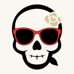 Skull, Sunglasses, and Rose Vector Art