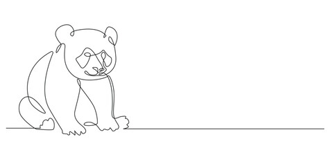 one continuous line panda.one line drawing of panda sitting.single line vector illustration.isolated white background © vionaembun42