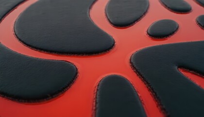 Abstract background with black and red shapes.