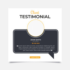 Client feedback or customer testimonial social media post design template.