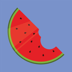 Watermelon Slice vector icon. fresh watermelon bitten slice. juicy summer watermelon slice