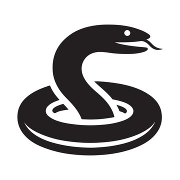 black snake coiled, tongue out clip art preview