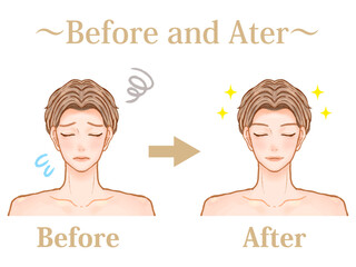 メンズエステで綺麗になったイケメン大人男性のビフォーアフターのイラスト素材2