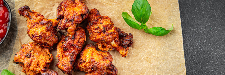 chicken wings BBQ fried grill poultry fresh meal food snack on the table copy space food background rustic top view