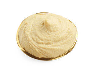 Delicious hummus in bowl isolated on white