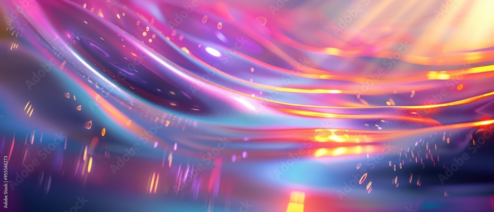 Poster vibrant abstract background with flowing colors and light reflections, perfect for design projects a