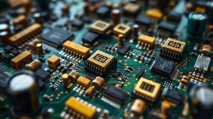 Close-up of electronic circuit board with components