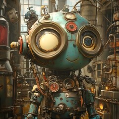 Curious Tinkerer s Whimsical Mechanical with Intricate Fanciful Steampunk Inspired Details