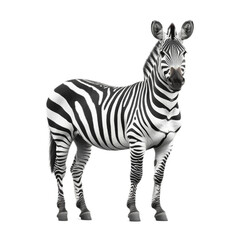 Obraz premium Majestic zebra with bold black and transparent stripes standing still isolated on a transparent background 