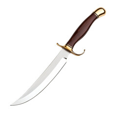 Obraz premium Pirate cutlass with a slightly curved blade and a brass knuckle guard handle isolated on a transparent background 