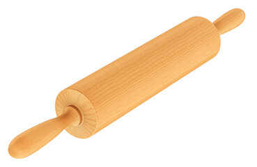 Kitchen Wood Roller. Wooden rolling pin, 3D rendering isolated on transparent background