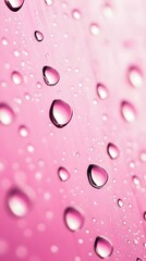 Water Drops, Rain, Dew on Pink Background, Abstract Image, Texture, Pattern, Wallpaper, Cover and Screen for Smartphone, PC, Laptop, 9:16 and 16:9 Format