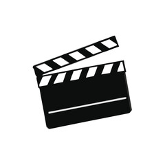 a Film clapperboard, vector silhouette clipart, isolated on white background