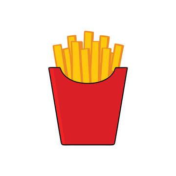 recommend clip art: a French Fries potato fast food in Red Carton Package Box  vector silhouette clipart,  