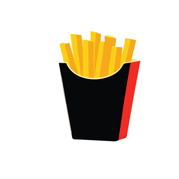 recommend clip art: a French Fries potato fast food in Red Carton Package Box  vector silhouette clipart,  
