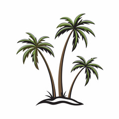 Tropical Palm Trees Vector Illustration on a isolated white background (1)