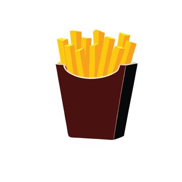 recommend clip art: a French Fries potato fast food in Red Carton Package Box  vector silhouette clipart,  