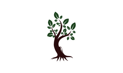 Obraz premium Minimalist Green Tree Logo Symbol