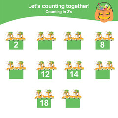 Counting game for children. Educational printable math worksheet. Exercise for children to recognize the number.