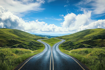 The road is divided into two trails