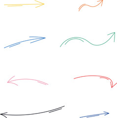 Colorful hand drawn arrows on a beige background.