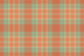 Yuletide fabric tartan vector, fibrous background texture check. Spanish seamless pattern plaid textile in orange and pastel colors.