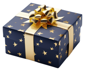 PNG Gift box gold blue.