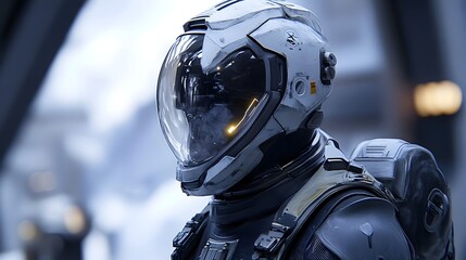 Driven space explorer navigates alien world in advanced exosuit revealing extraterrestrial wonders