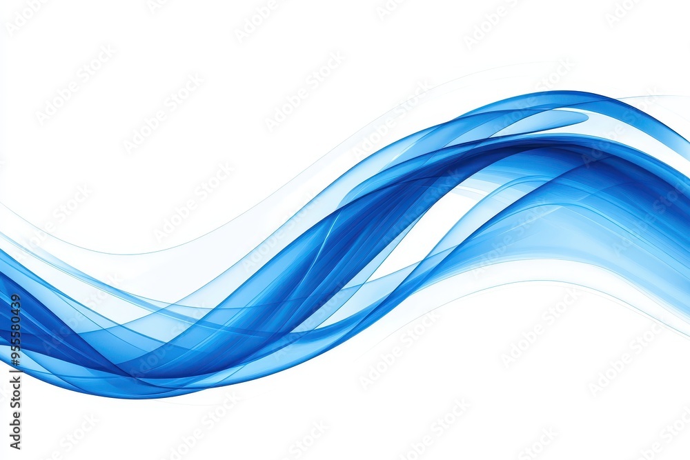 Poster flowing blue waves create a tranquil atmosphere in an abstract design, suitable for artistic project