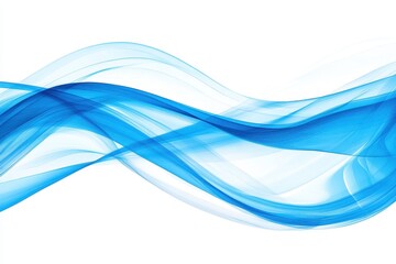 Fluid blue waves gracefully flowing across a white background, creating a serene and calming effect