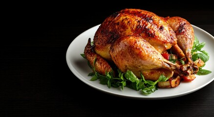 Roasted Chicken on White Plate