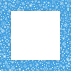 Winter blue background Christmas frames design set snowflakes doodle style .