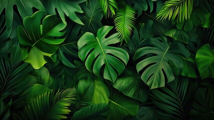 Lush green leaves create a vibrant tropical backdrop, perfect for nature-themed projects and fresh design inspirations.