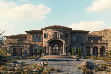 Obraz premium El Paso (TX), United States. Luxury Home 3D Illustration of a Mansion Artist Rendering